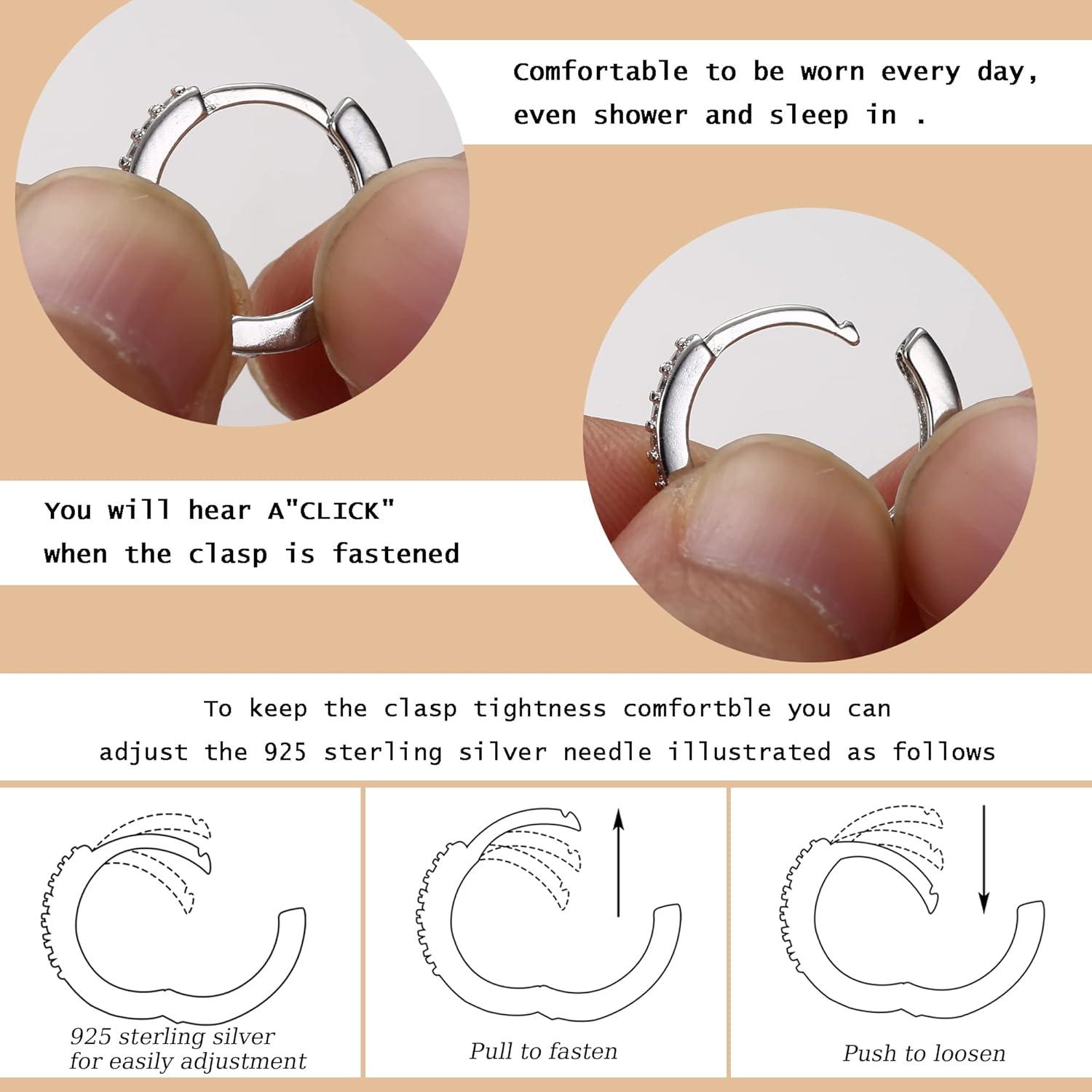JeweBella 12Paar Kleine Ohrstecker Set Edelstahl Zirkon Mini Creolen Anhänger