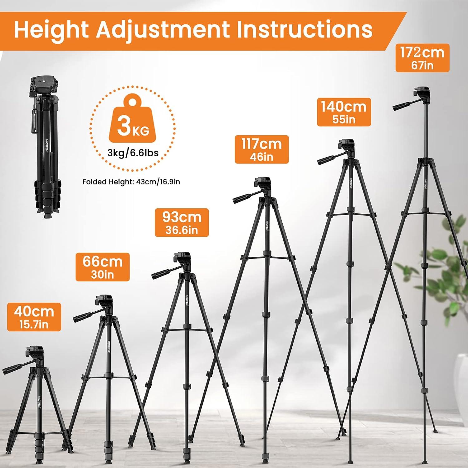 Handy Stativ 172cm Upgrade Kamera für Smartphone iPad Fernbedienung