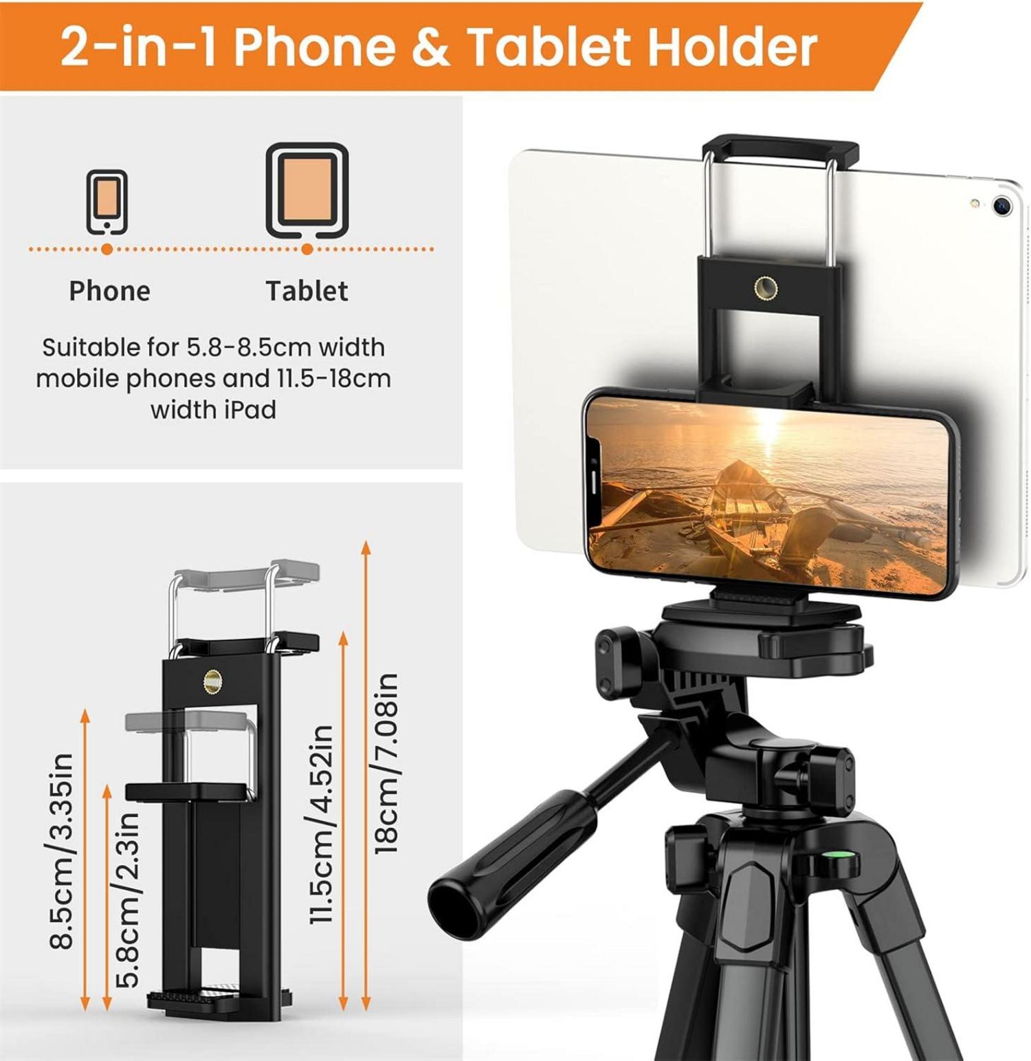 Handy Stativ 172cm Upgrade mit Bluetooth-Fernbedienung, 360° Rotation, 3kg Traglast