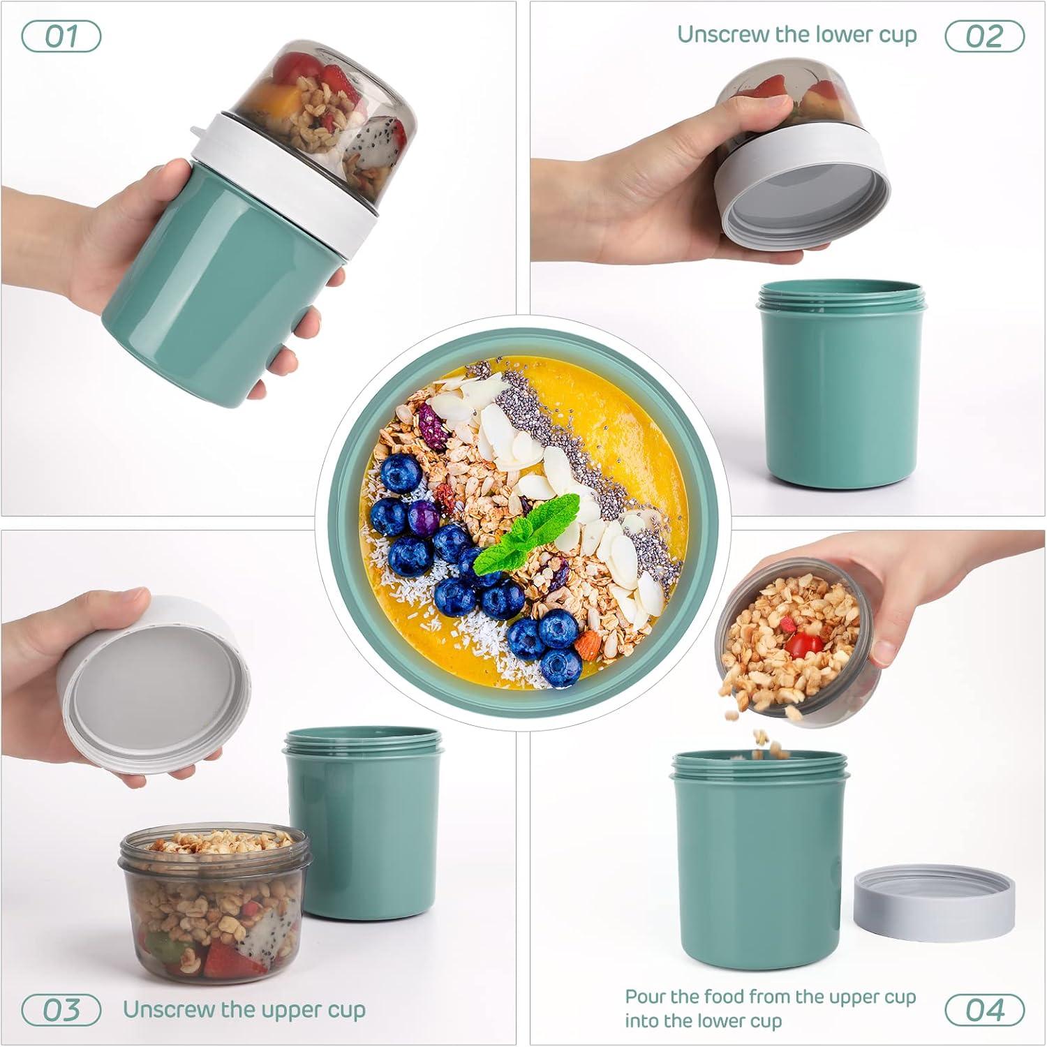 Praktischer Müslibecher to Go Joghurtbecher 560ml+310ml Müsli Becher Lunchpot