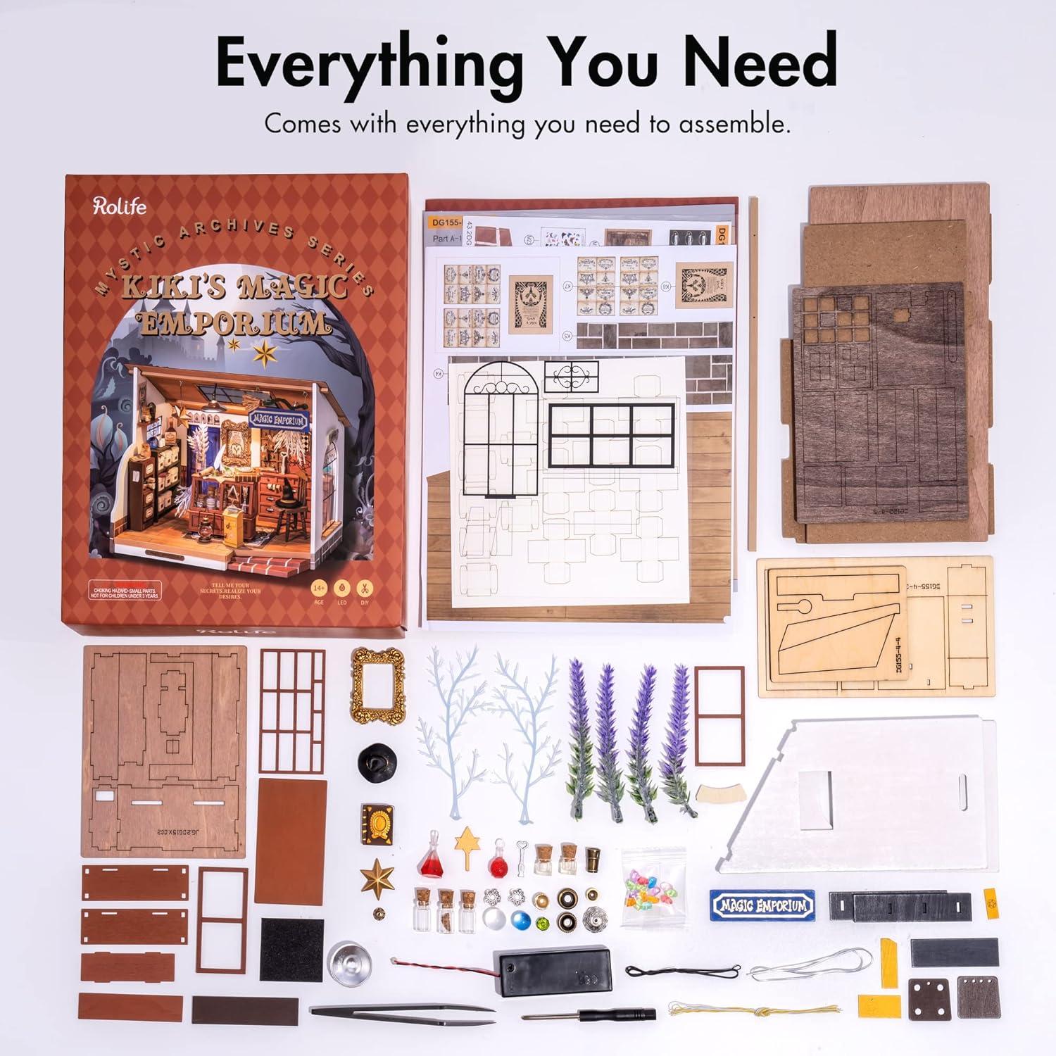 Miniatur DIY Puppenhaus Kit Holz Modell Maßstab Kiki's Magic Emporium