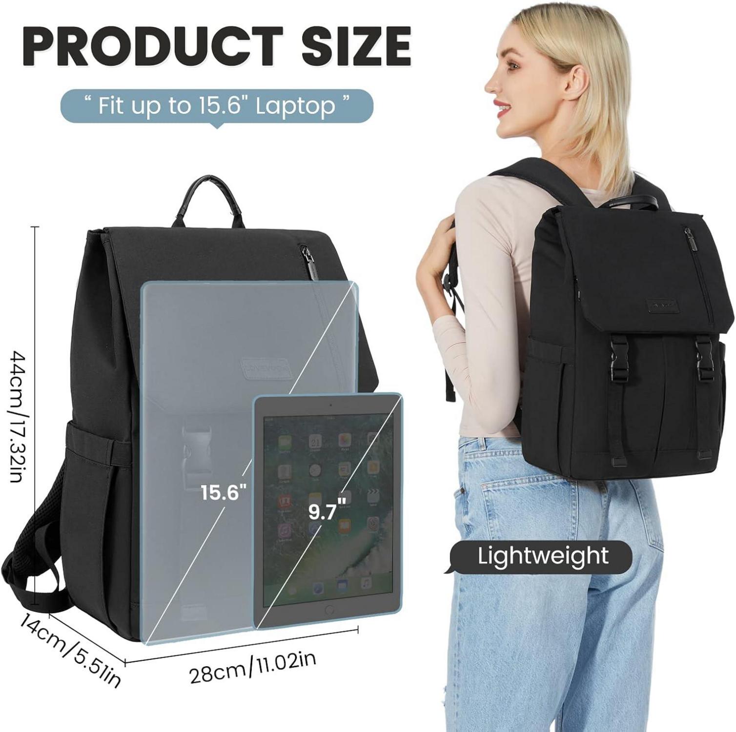 Rucksack Damen Herren 15.6 Zoll Laptop Wasserdicht Schwarz