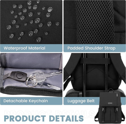 LOVEVOOK Laptop Rucksack Damen Herren 15.6 Zoll Wasserdicht Uni Schule Schwarz