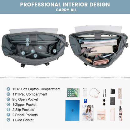 Eleganter Damen 15.6 Zoll Laptop Rucksack für Uni Schule Reise