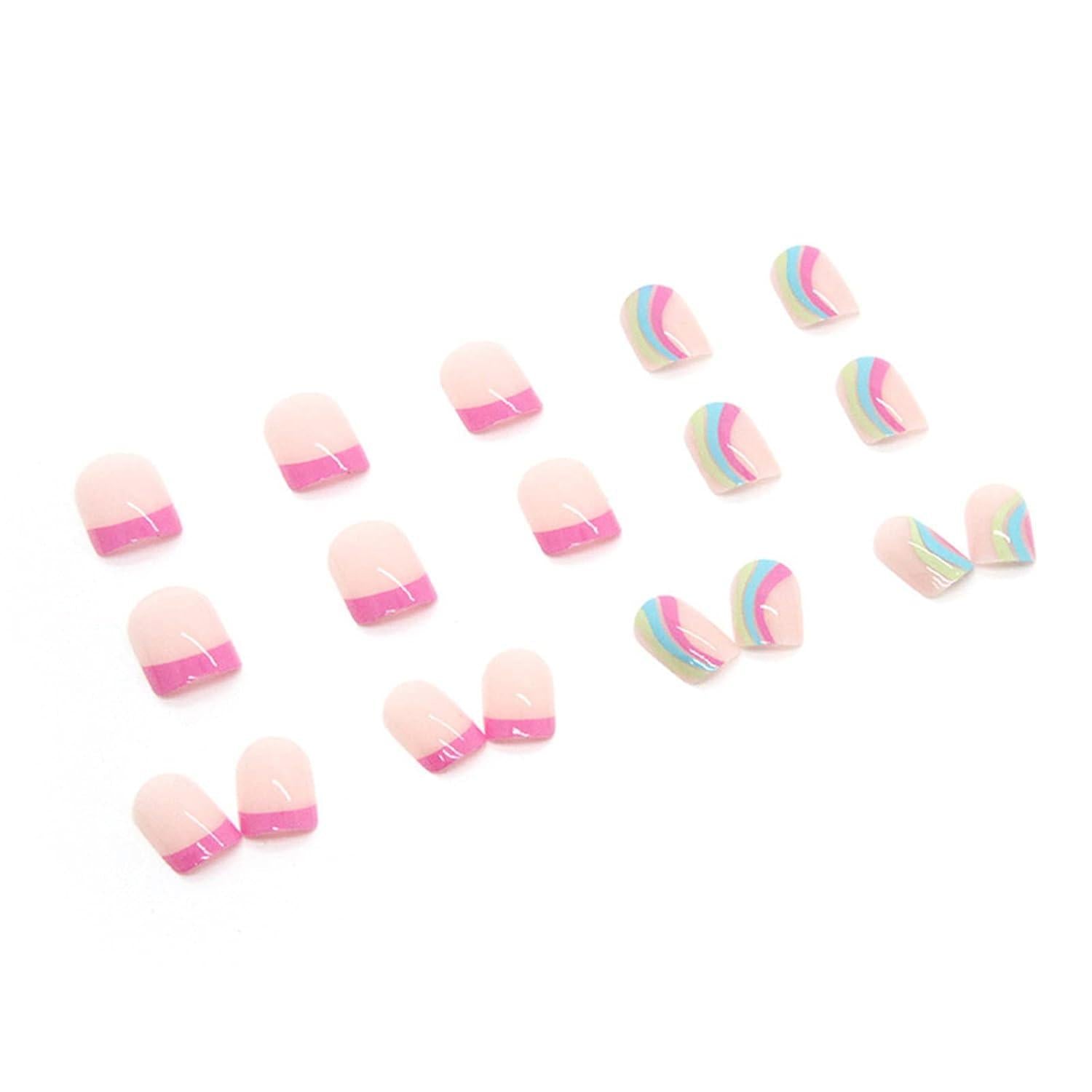 24 Stück Press on Nails Kunstnägel Swirl Viereckig Kurz Fingernägel