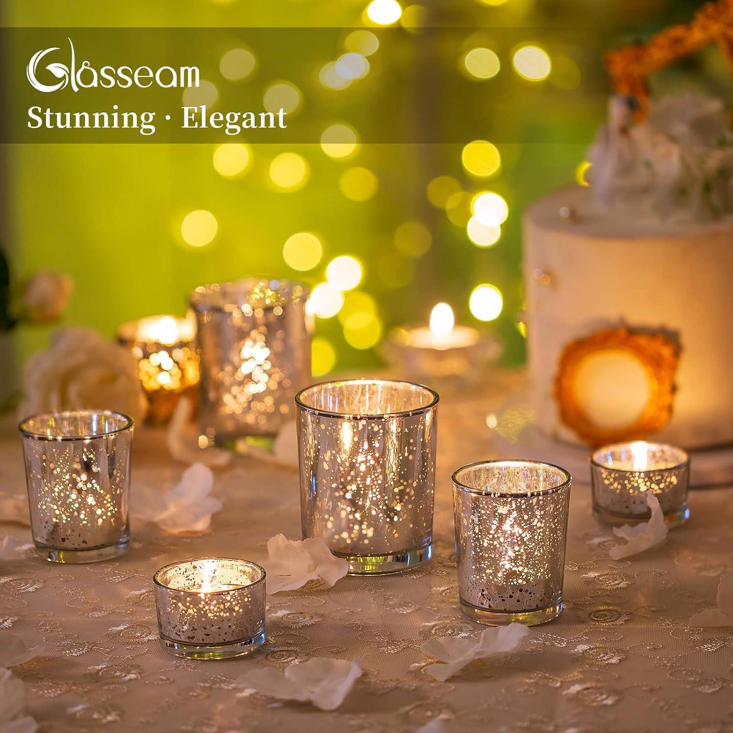Teelichthalter Glas Kerzenhalter Silber Hochzeit Weihnachten