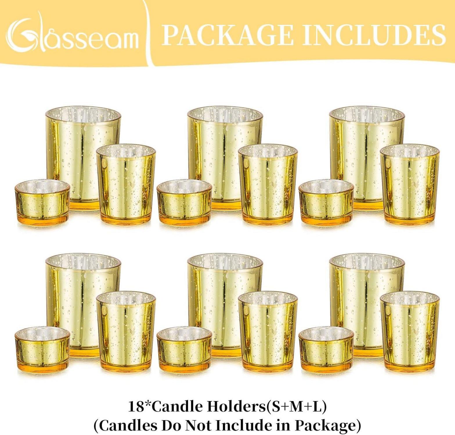 Teelichthalter Glas Gold Vintage Hochzeit 18 Stück Schwimmkerzenhalter