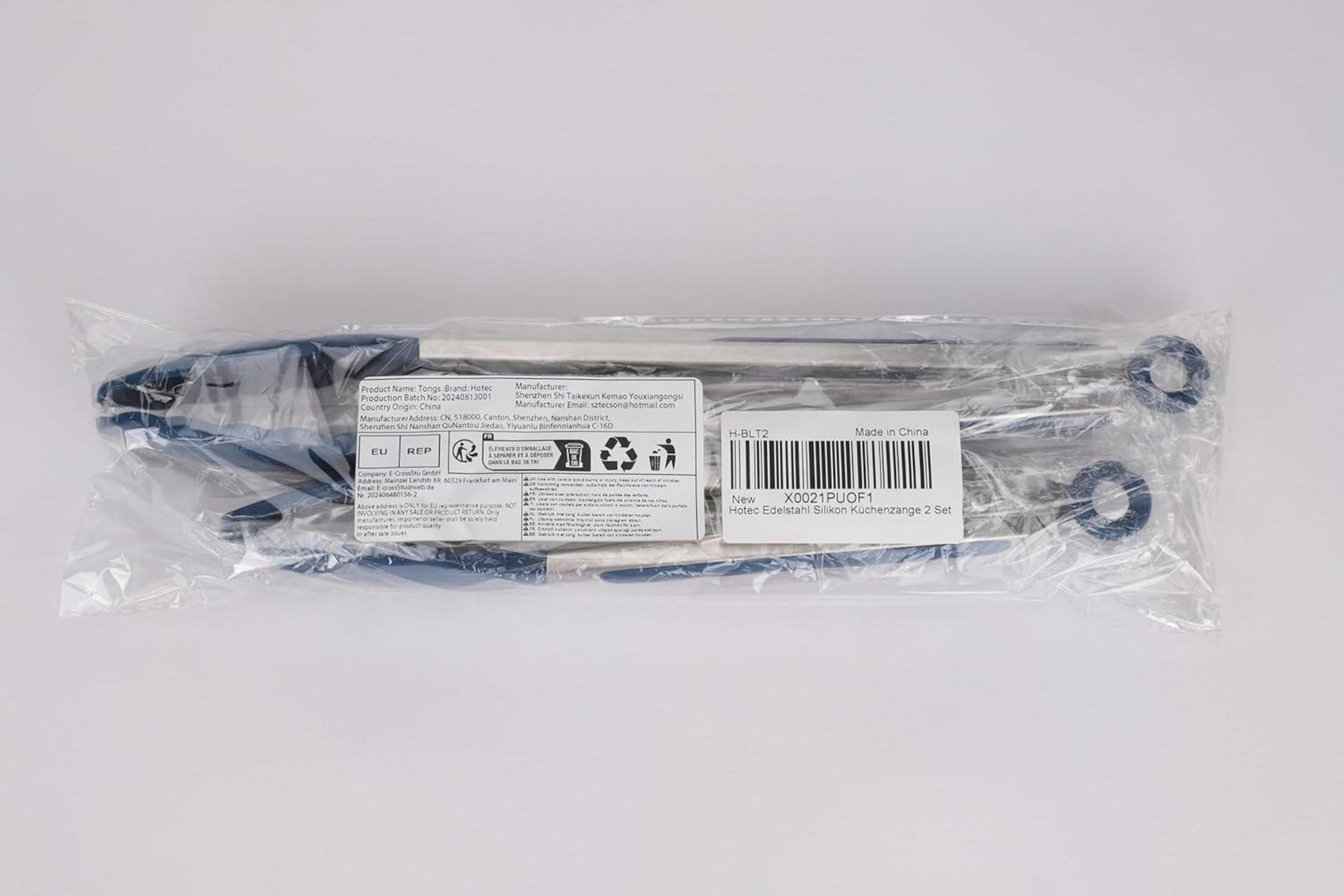 Premium Küchenzange Edelstahl Silikonspitzen 2 Stück 22,9 cm 30,5 cm - Blau