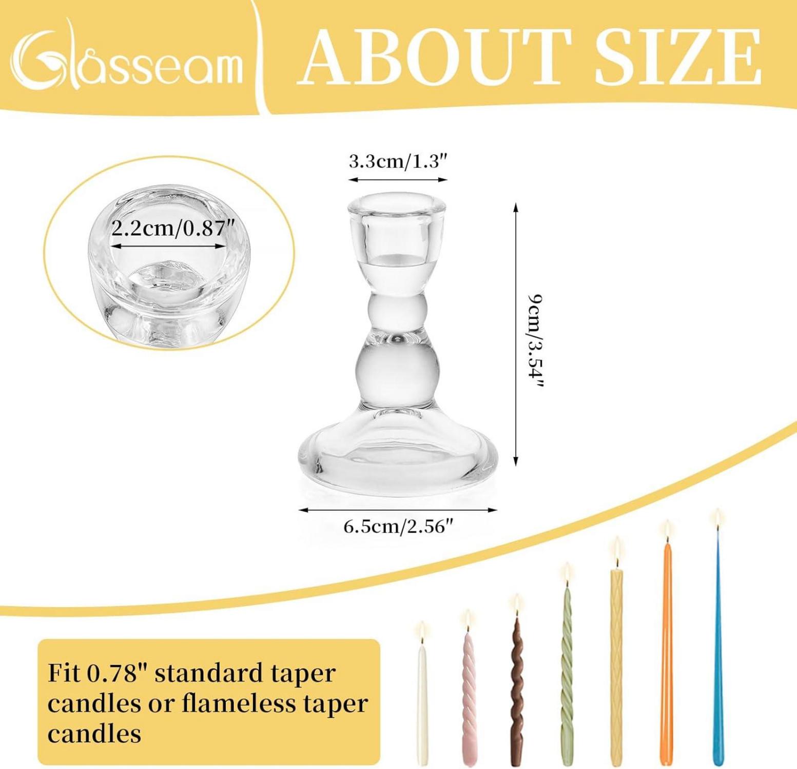 Moderne Glasseam Stabkerzenhalter aus Glas, 4er Set - Transparent & Klein