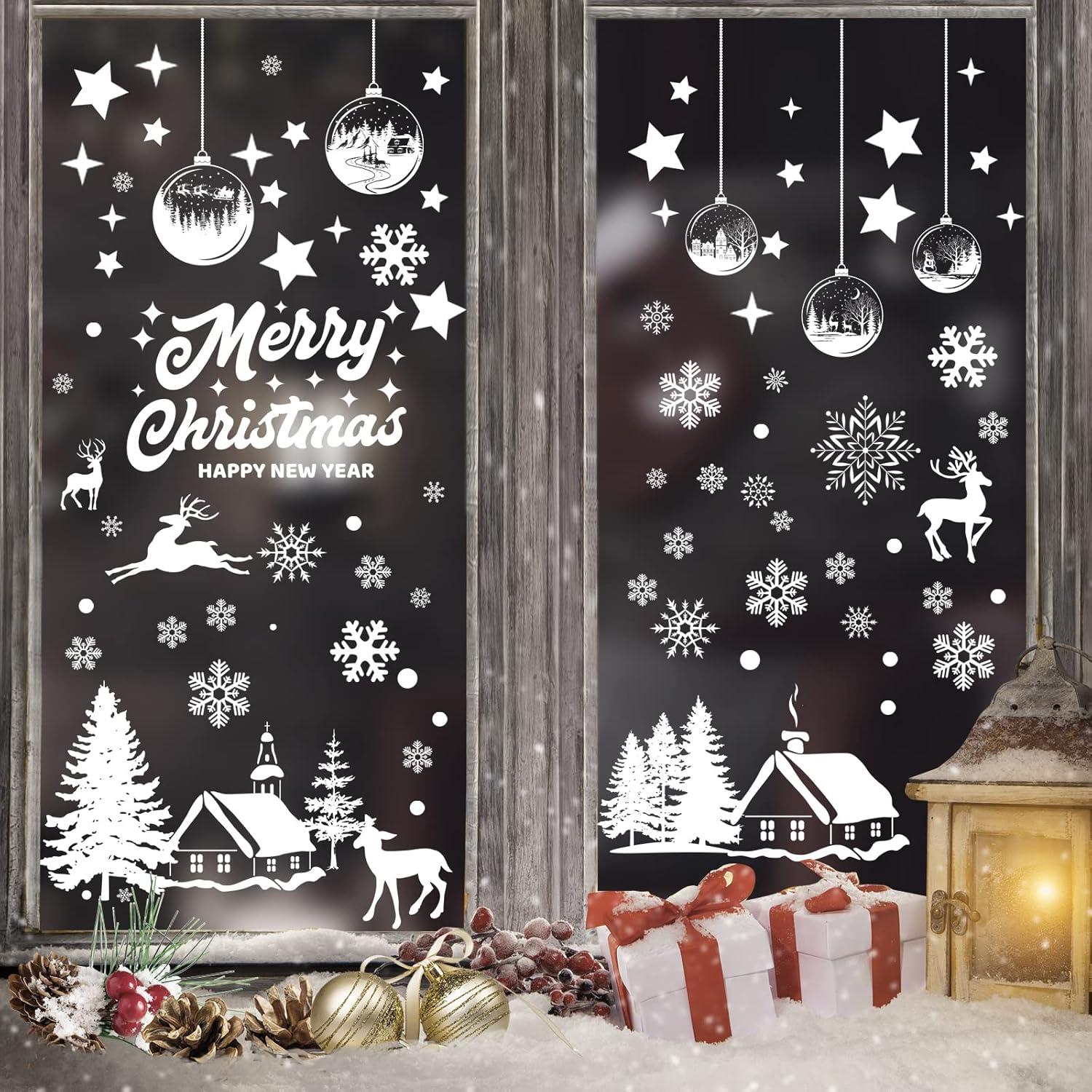 Fensterbilder Weihnachten Schneeflocken winterliche Fensterdekoration