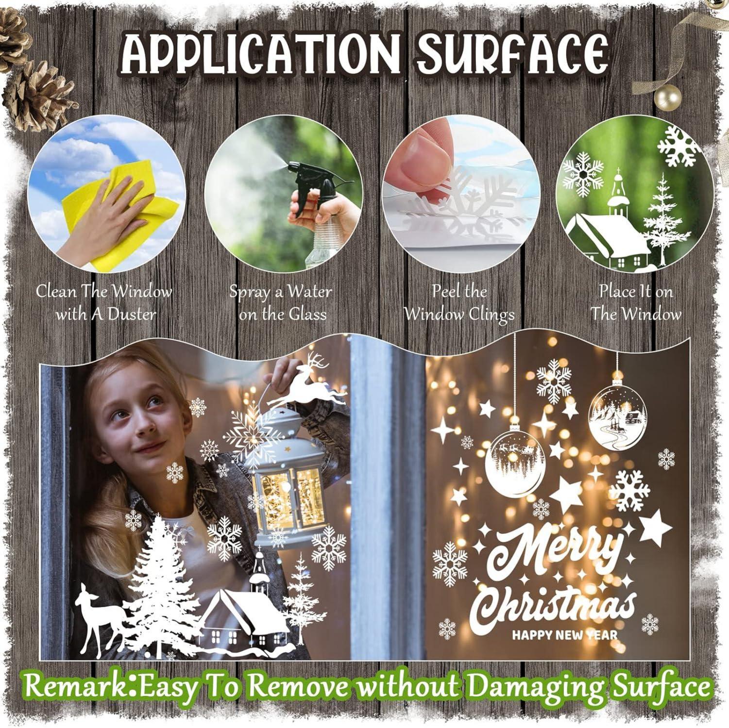 Weihnachten Fensterbilder Schneeflocken Dekoration Winter Selbstklebend