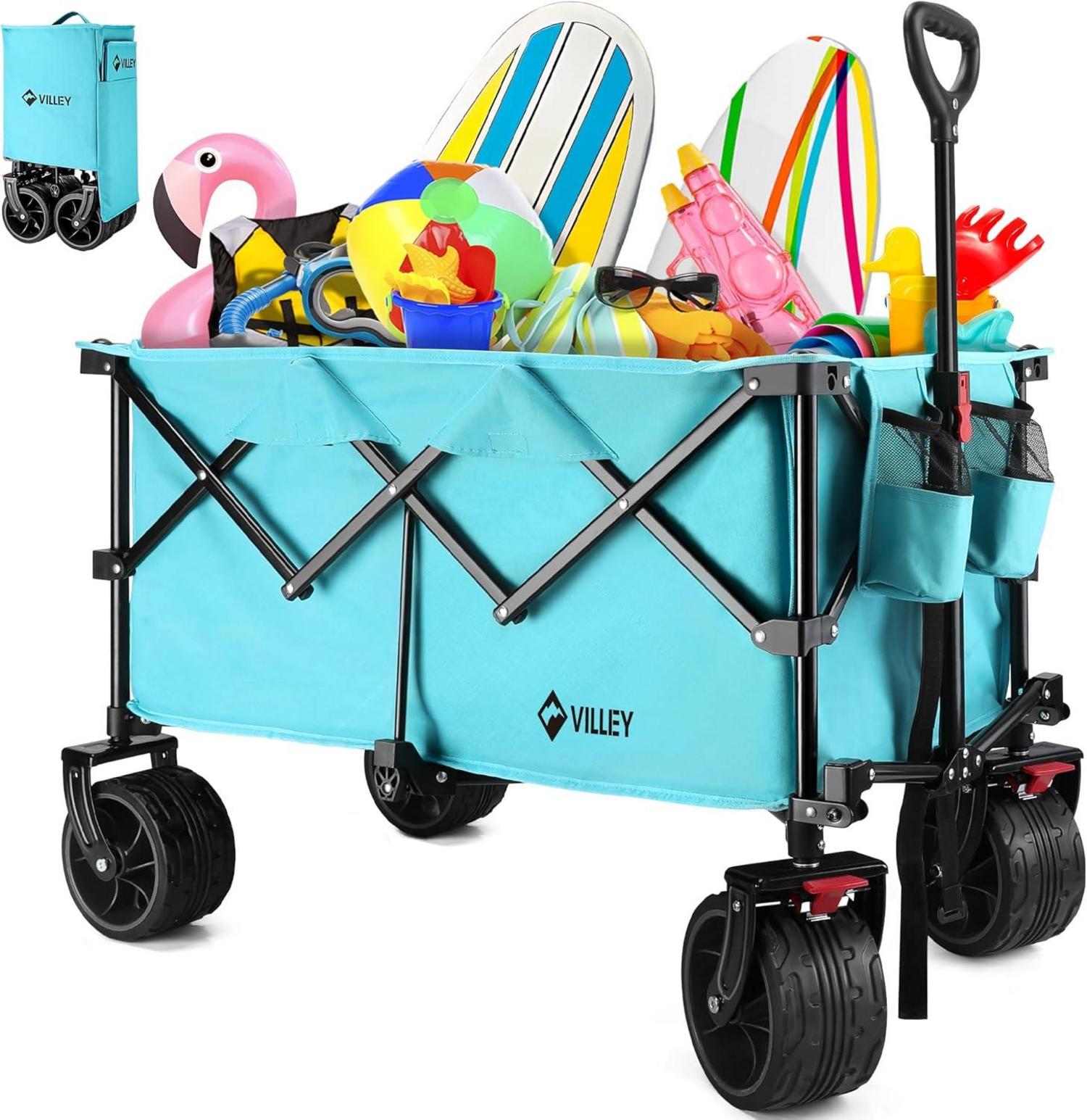 Faltbarer Bollerwagen mit großen Rädern & 102 kg Tragkraft