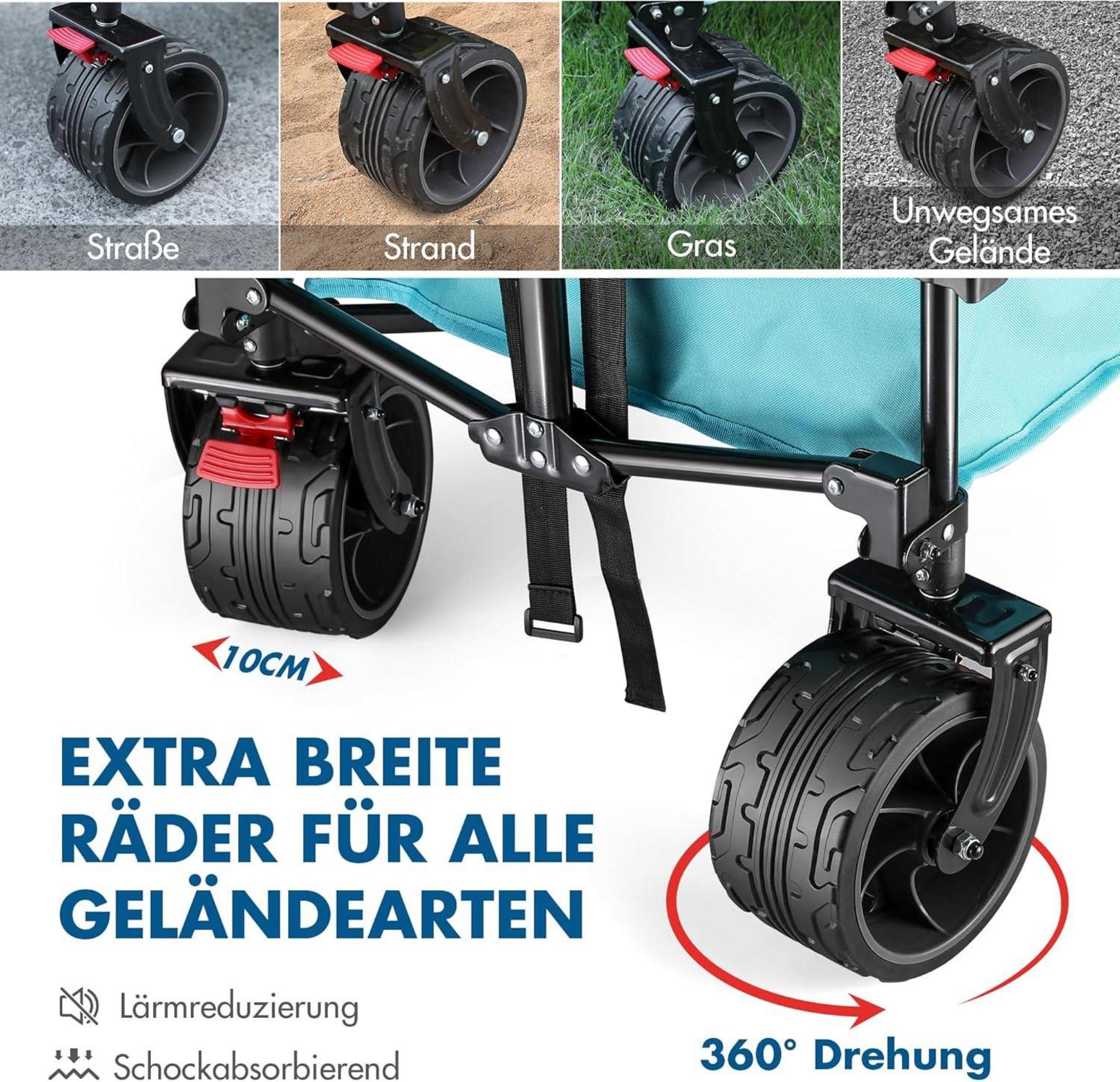 Faltbarer Bollerwagen Strandwagen 102kg Tragkraft Blau