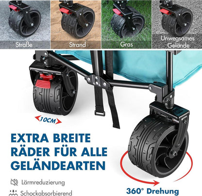 Faltbarer Bollerwagen Strandwagen 102kg Tragkraft Blau