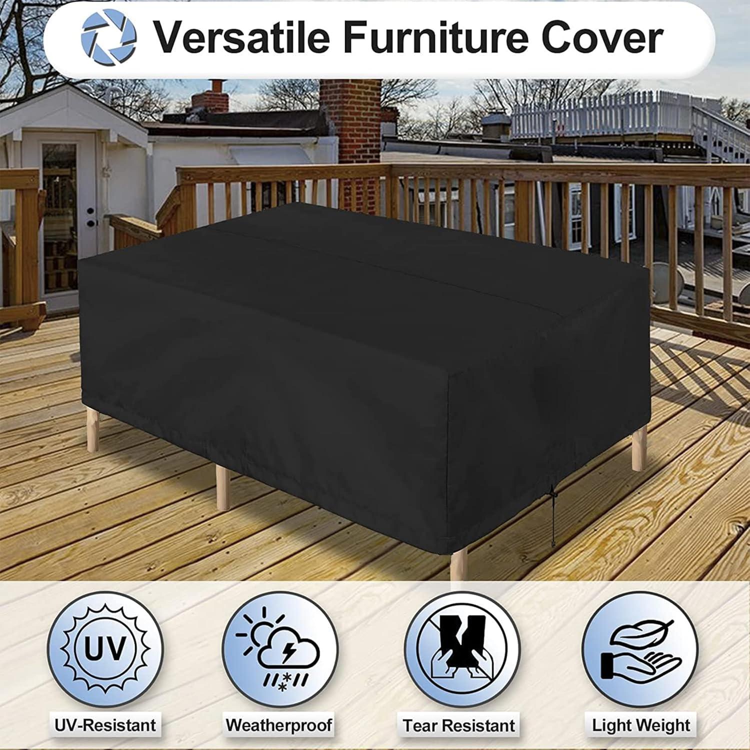 Gartenmöbel Abdeckung Winterfest 420D Oxford Wasserdicht Schwarz 213x132x74CM