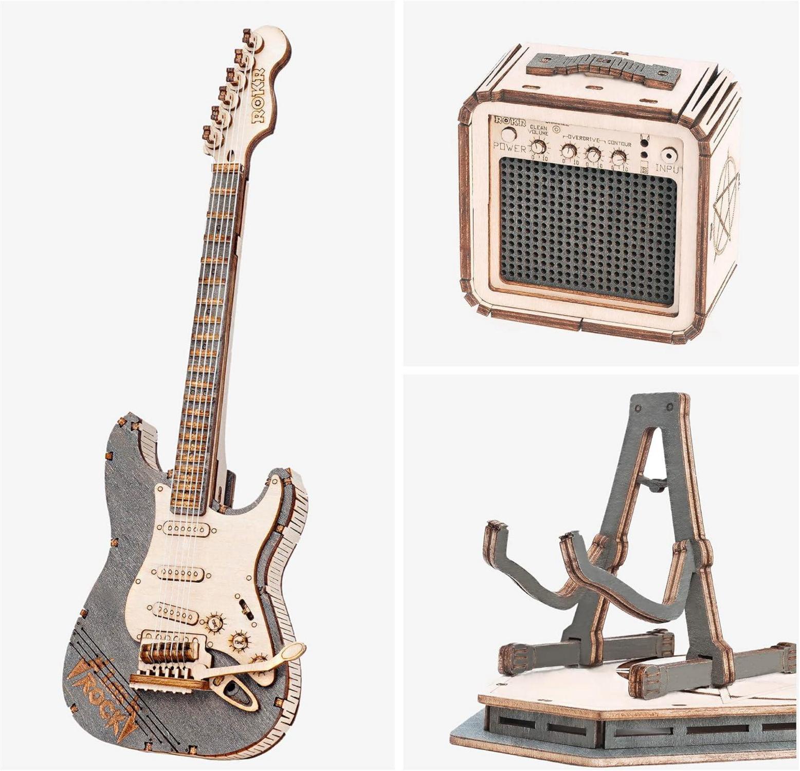 3D Puzzle Holz Gitarre Bausatz Musikinstrument Erwachsene DIY