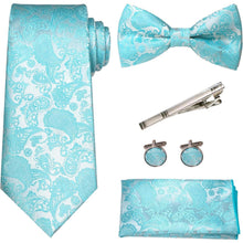 Paisley Krawattenset Schwarz Blau Krawatte Fliege Klammer