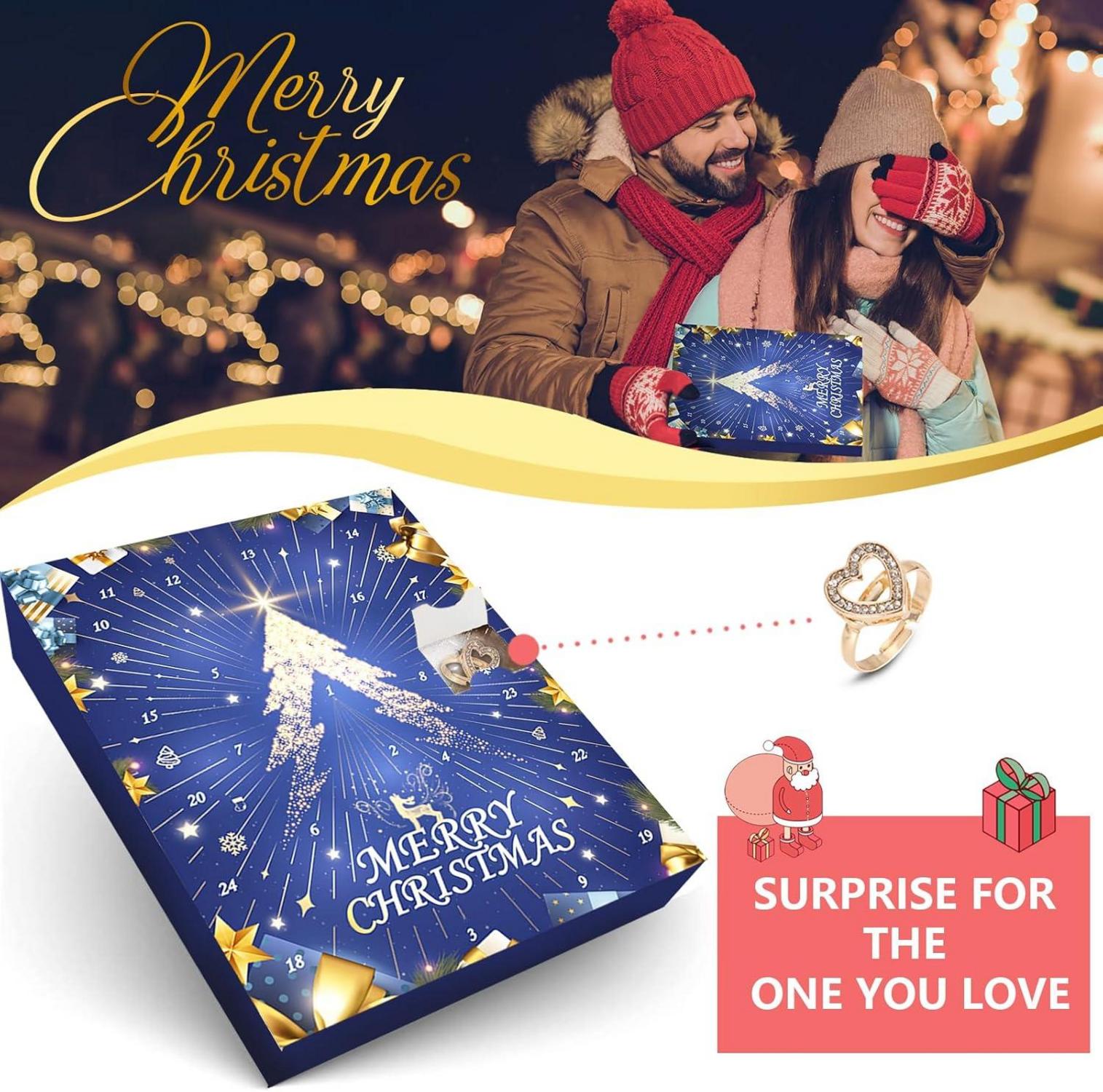 Adventskalender Damen Mädchen Schmuck Set Weihnachten 24 Überraschungen