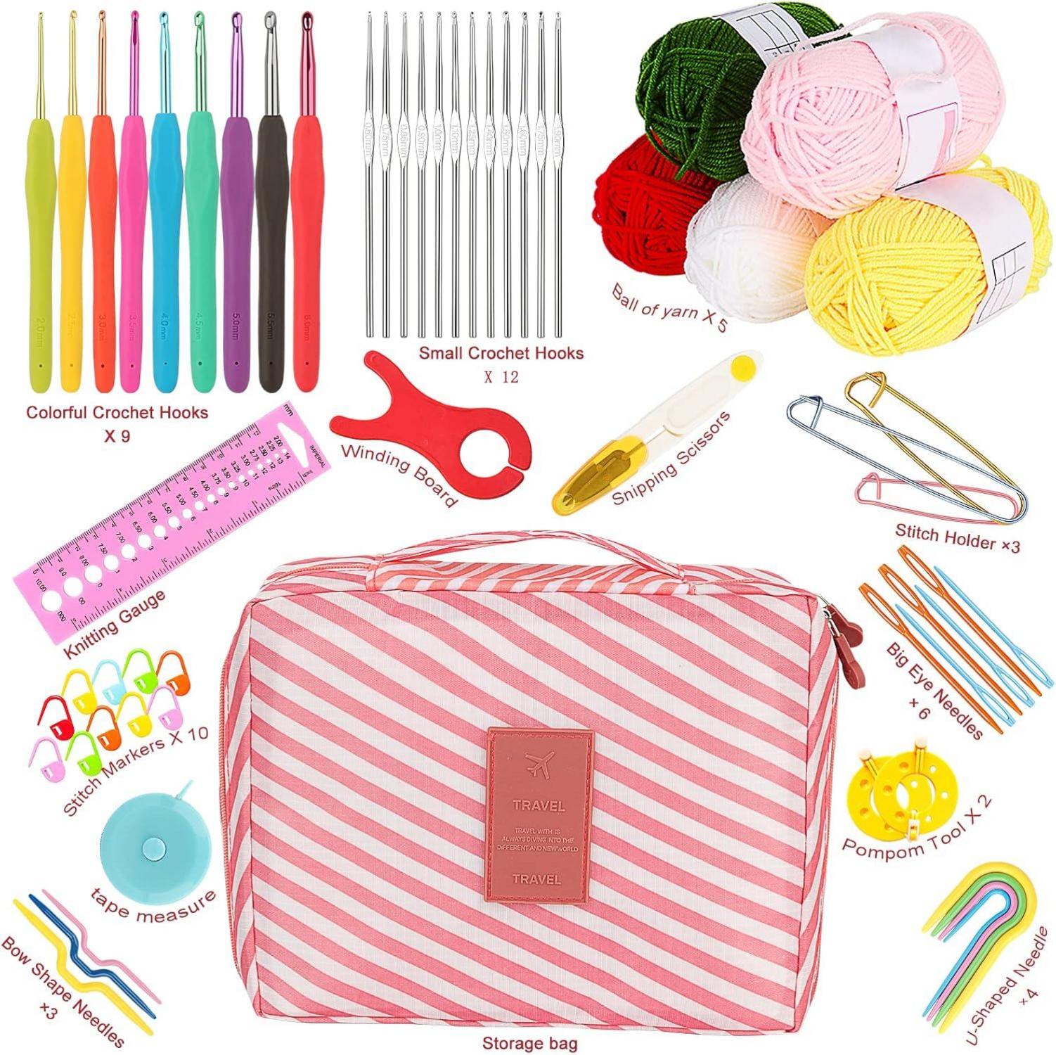Häkelnadel Set mit Wolle, 58pcs Häkelset für