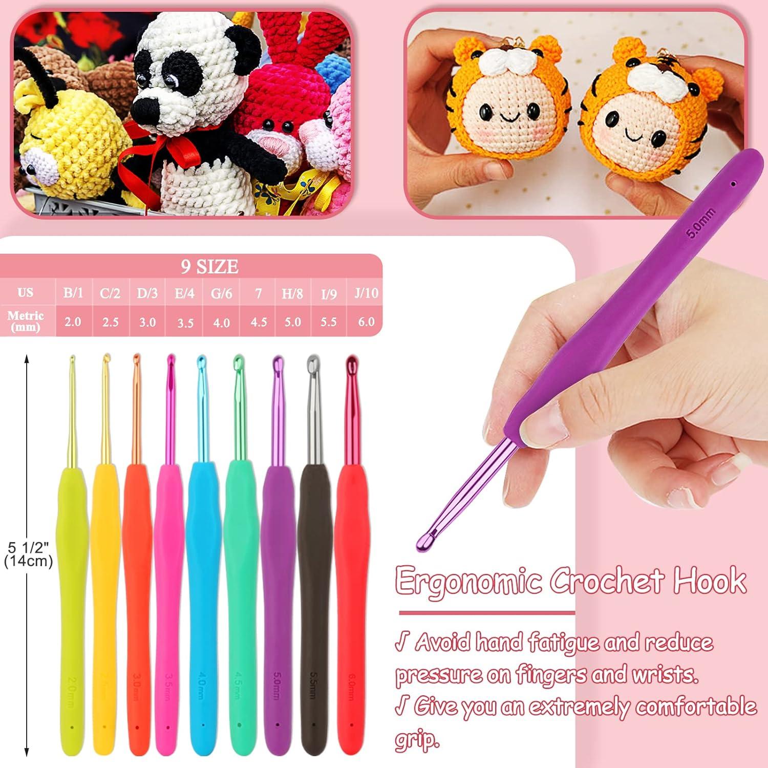 Häkelnadel Set mit Wolle für Anfänger, 58pcs Häkelset, Knäuel, Häkelzubehör, Tasche