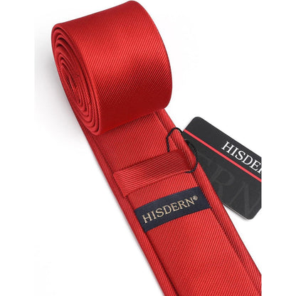 Herren Krawatte Seide Schmal Einfarbig 6cm Rot