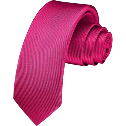 Herren Krawatte Seide Schmal Einfarbig Dunkelrosa 6cm