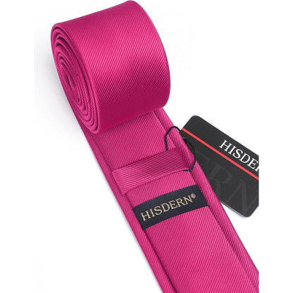 Herren Krawatte Seide Schmal Einfarbig Dunkelrosa 6cm