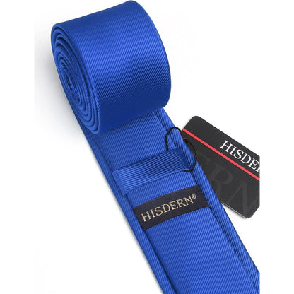 Herren Krawatte Seide Schmal Einfarbig 6cm Blau