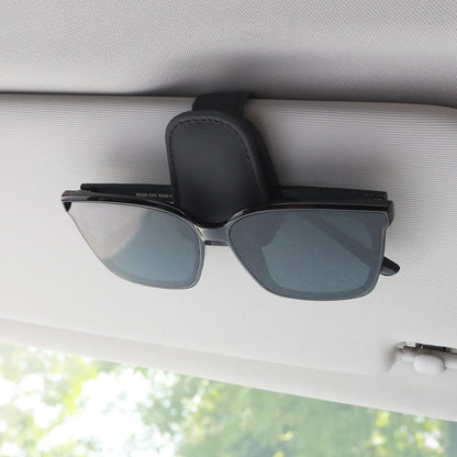 Magnetischer Leder Sonnenbrillenhalter Clip für Auto für Sonnenblende Schwarz