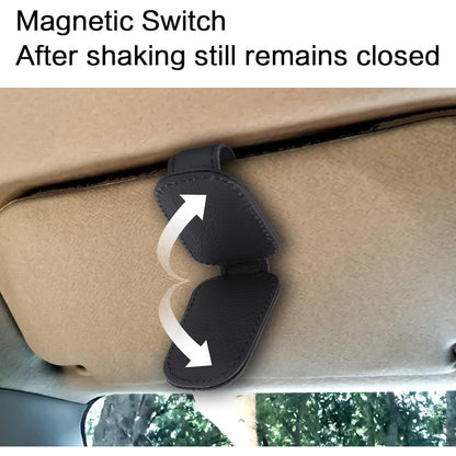 Magnetischer Leder Sonnenbrillenhalter Clip für Auto für Sonnenblende Schwarz