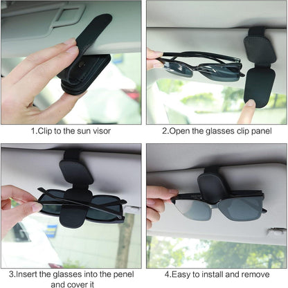 Magnetischer Leder Sonnenbrillenhalter Clip für Auto für Sonnenblende Schwarz