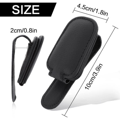 Magnetischer Leder Sonnenbrillenhalter Clip für Auto für Sonnenblende Schwarz