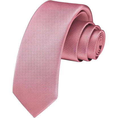 Herren Krawatte Schmale Seide Einfarbig 6cm Altrosa