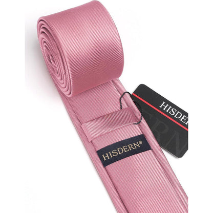 Herren Krawatte Schmale Seide Einfarbig 6cm Altrosa