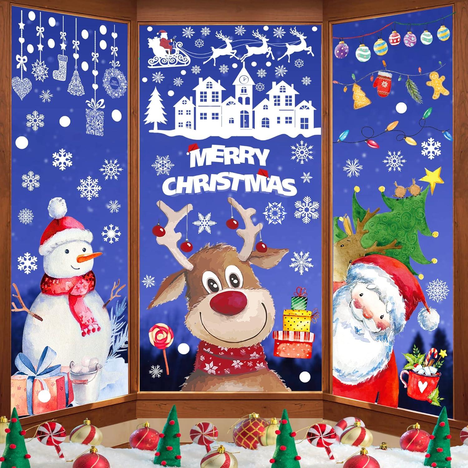 Aquarell Weihnachtsfensterbilder Selbstklebend Doppelseitig