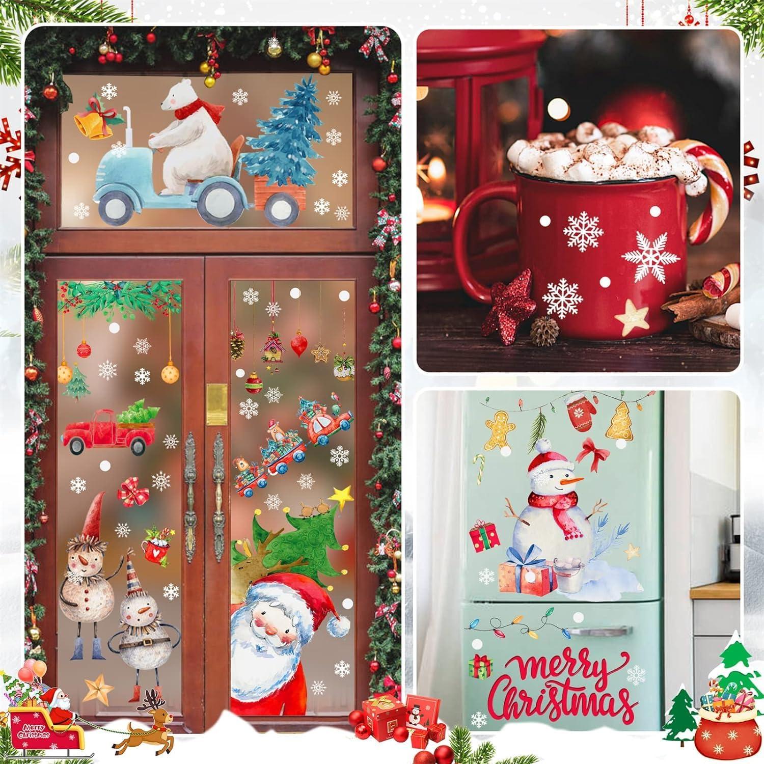 Aquarell Weihnachtsfensterbilder Selbstklebend Doppelseitig Kinder Fenster