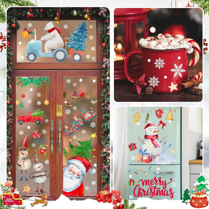 Aquarell Weihnachtsfensterbilder Selbstklebend Doppelseitig Kinder Fenster