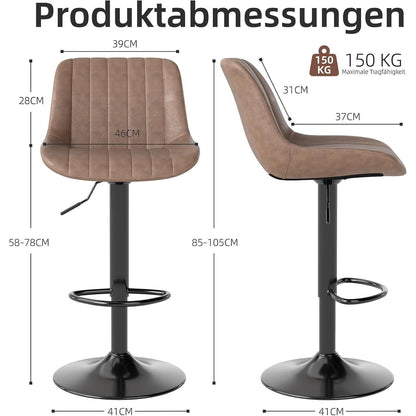 Drehbare Barhocker Set Braun – Höhenverstellbar & Komfortabel