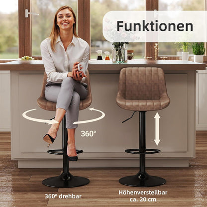 Drehbare Barhocker Set Braun – Höhenverstellbar & Komfortabel