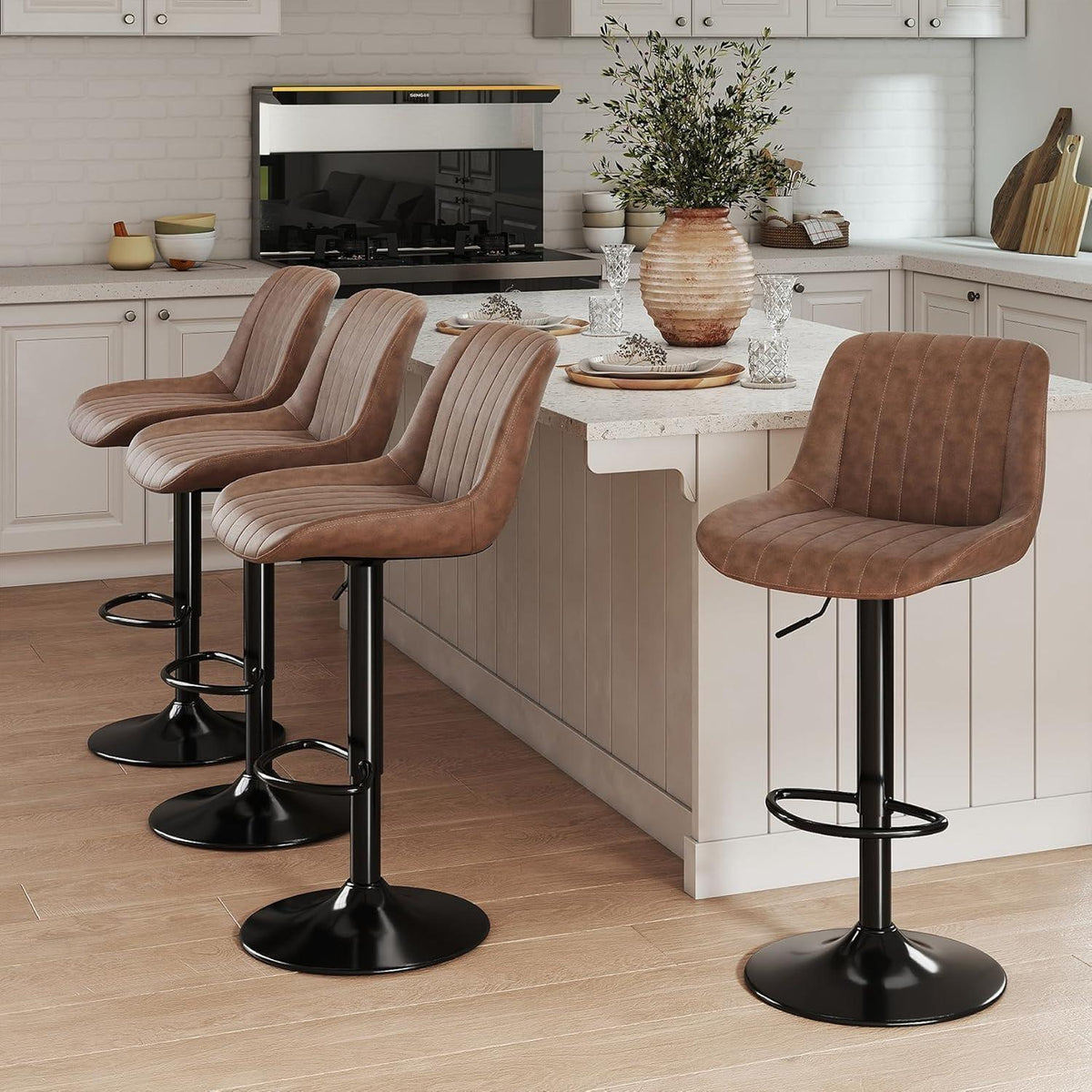 Drehbare Barhocker Set Braun – Höhenverstellbar & Komfortabel