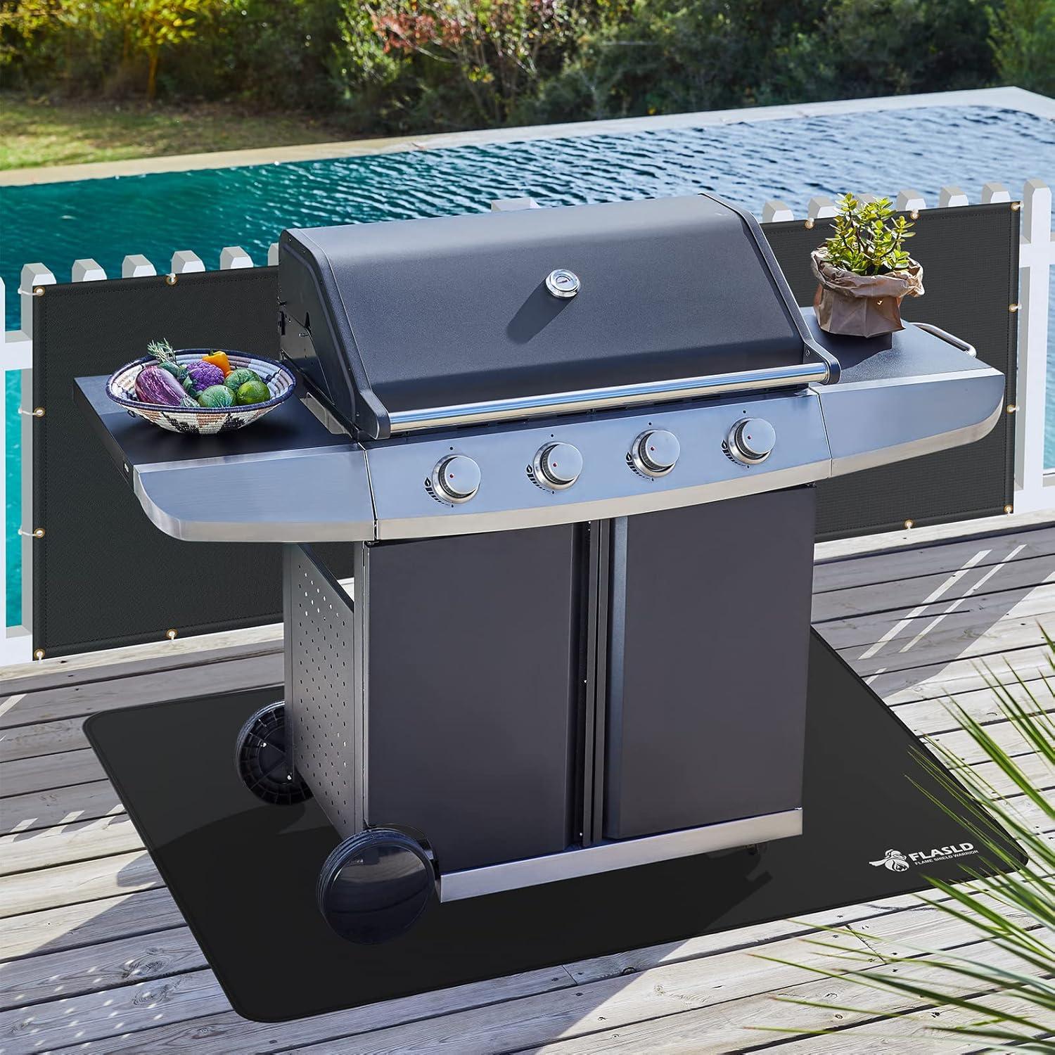 FLASLD Hitzeschutz Grill Rückwand 90 x 180 cm Schwarz