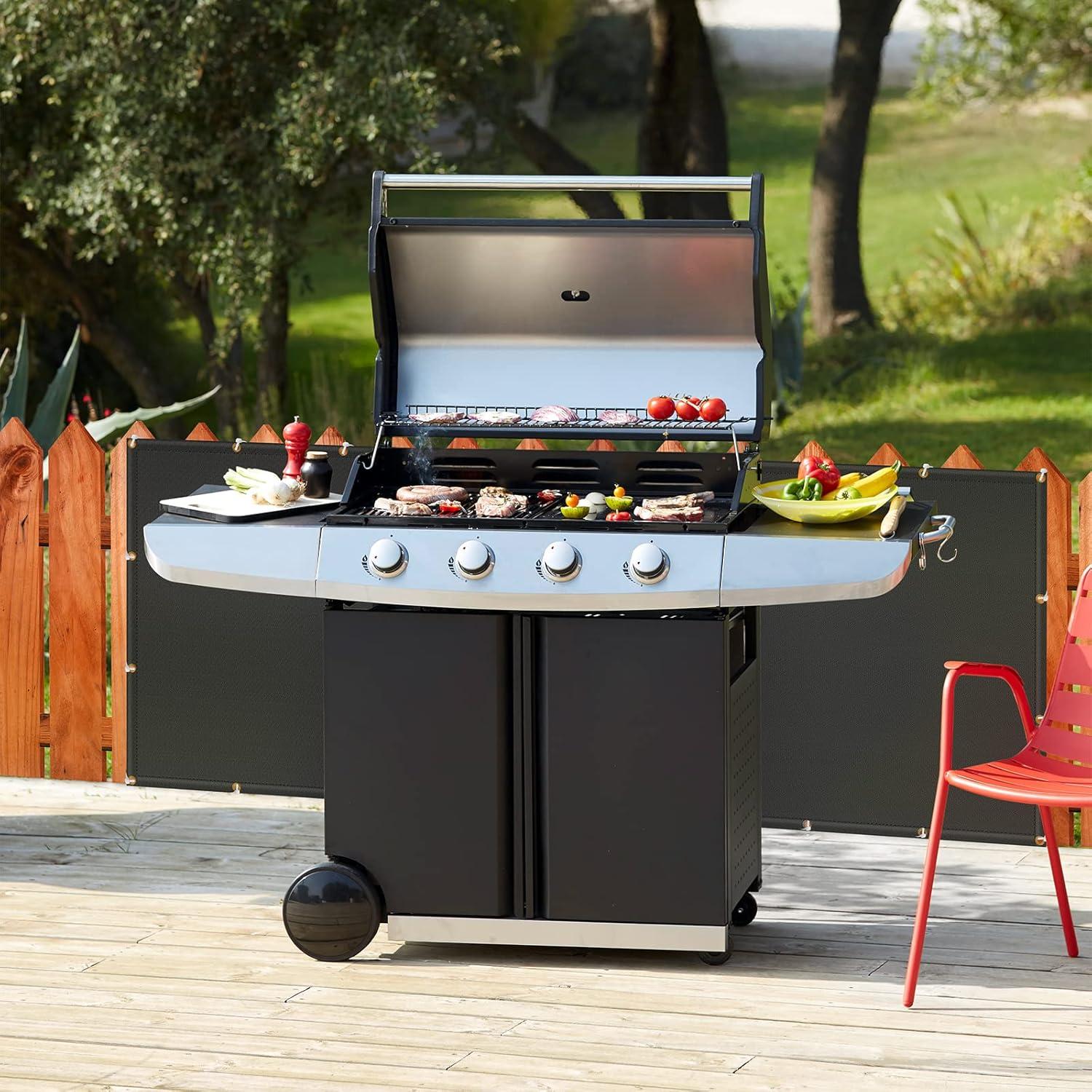 Hitzeschutz Grill Abdeckung für Deckgeländer 90x180cm Schwarz