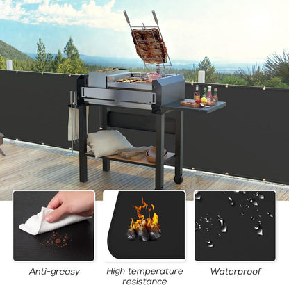 FLASLD Hitzeschutz Grill Abdeckung für Deckgeländer 90 x 180 cm Schwarz