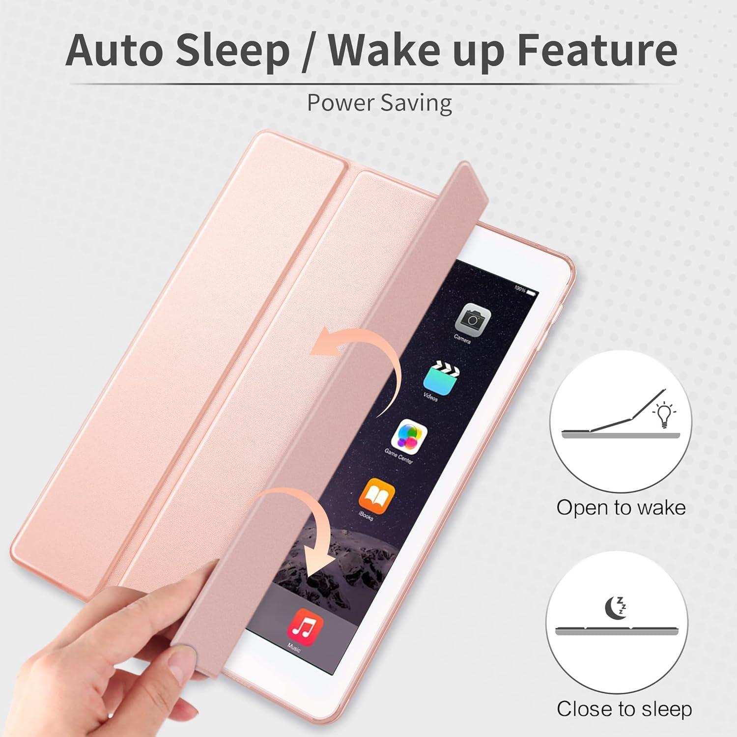 EasyAcc iPad Air 2 Hülle Matt Roségold - Ultra Dünn, Auto Schlaf/Aufwachen, Standfunktion