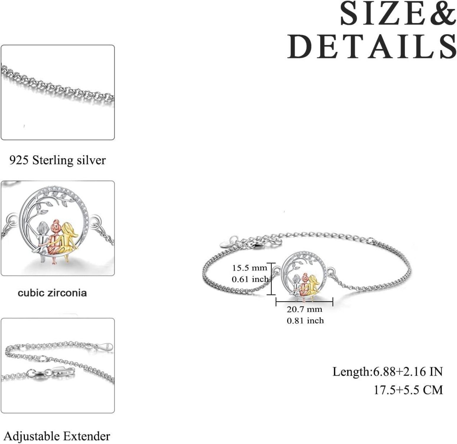 925 Sterling Silber Schwester Herz Armband mit Unendlichkeitszeichen