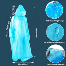 Regenponcho Einweg 5 Stück blau Kapuze Ponchos Wasserdichte
