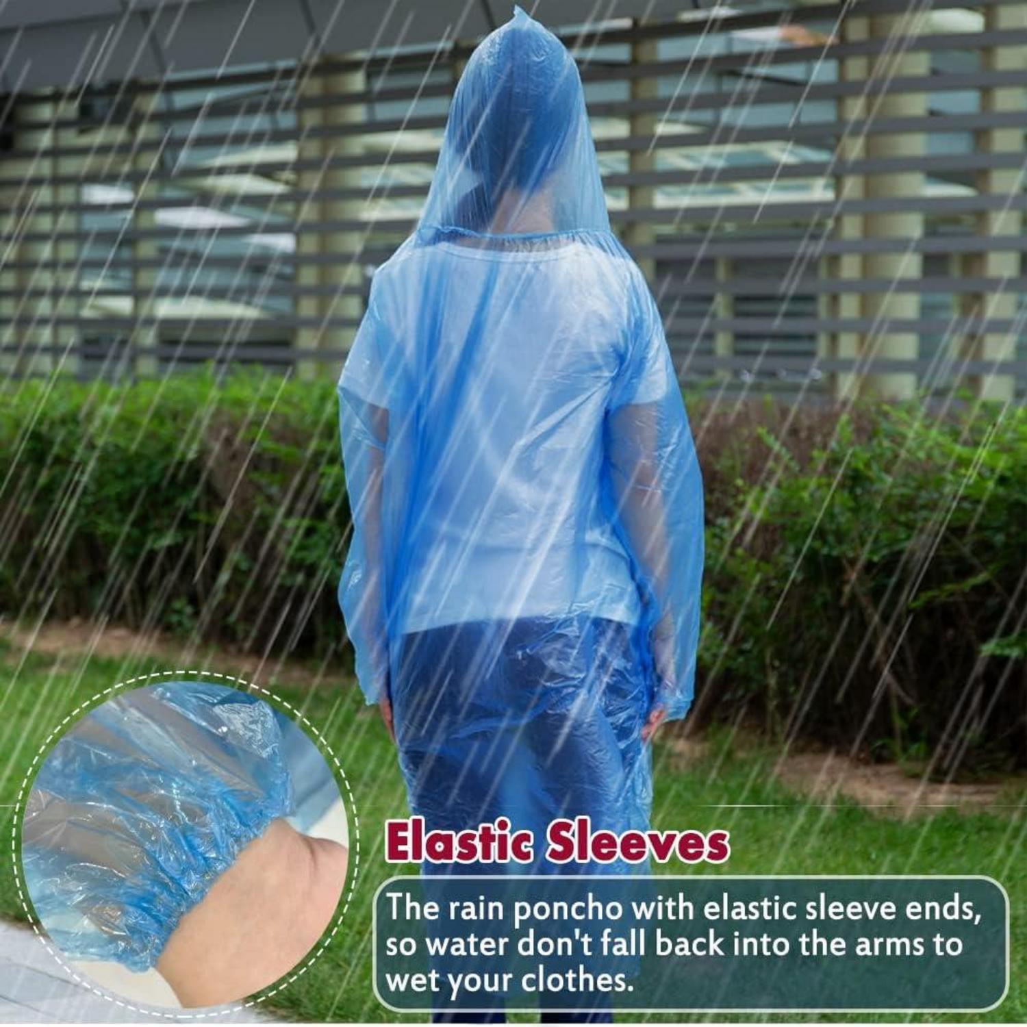 Regenponcho Einweg 5er Pack Kapuze wasserdicht Festival Outdoor