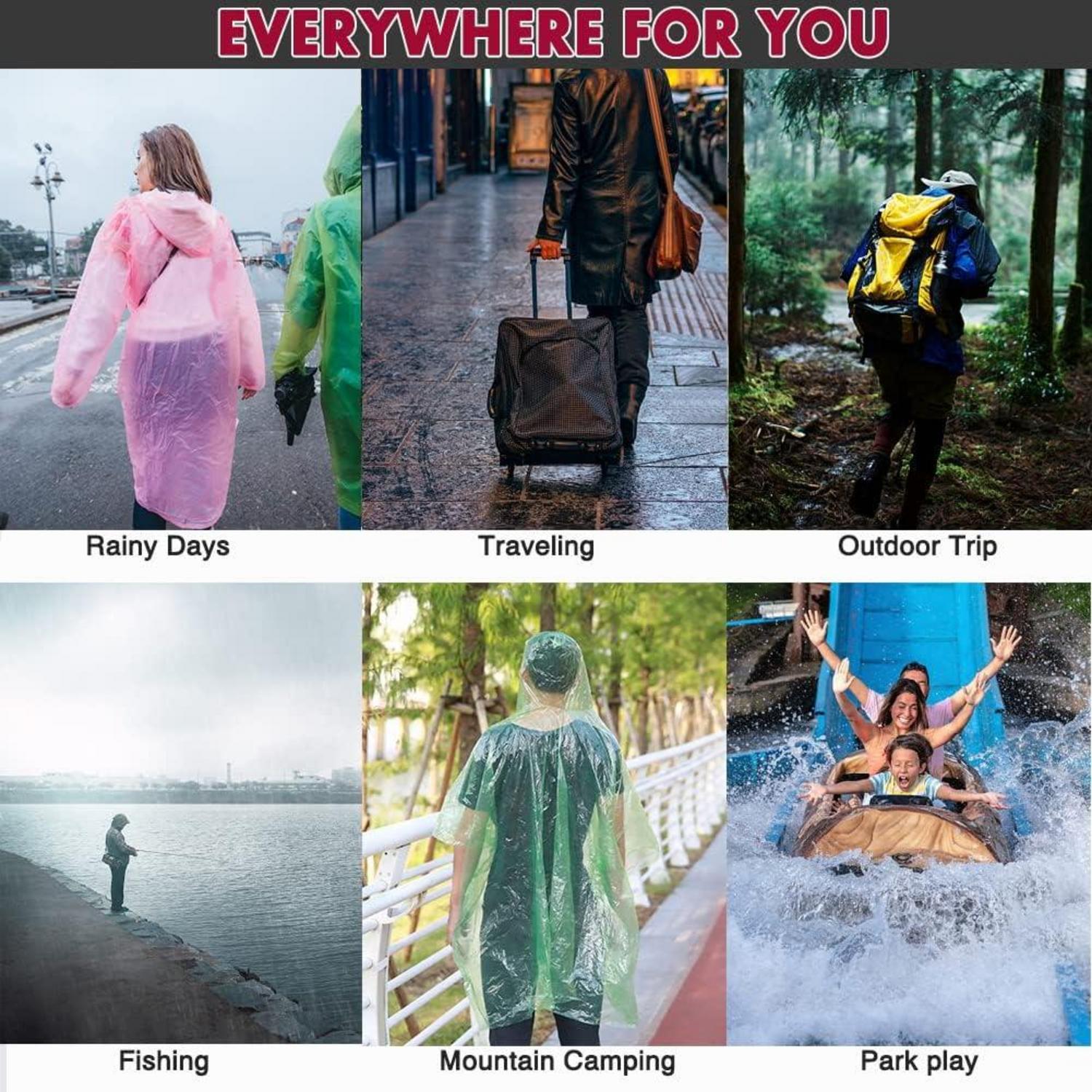 5er Pack Regenponcho Einweg für Herren Damen wasserdicht Blau