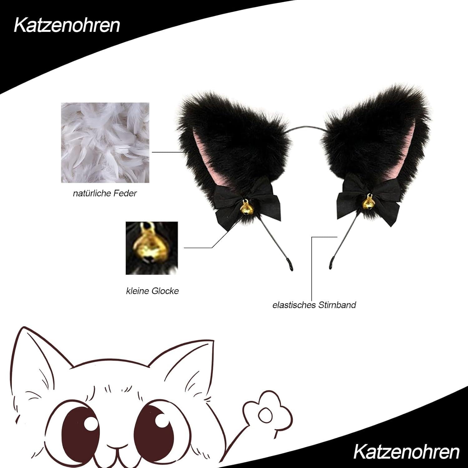 Analplug Fuchsschwanz Buttplug Cosplay SM Sex Spielzeug Set Schwarz