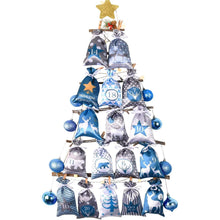 Adventskalender zum Befüllen Blau Grau Stoff 24